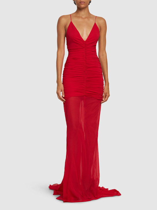 Luisaviaroma Vestito Lungo In Chiffon Di Seta Stretch