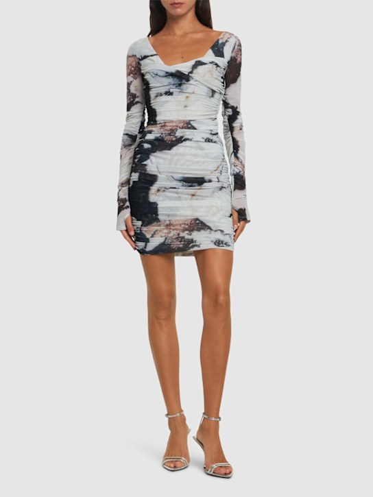 Luisaviaroma Vestito Marmo In Tulle Stretch Stampato