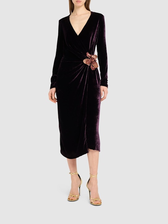 Luisaviaroma Vestito Midi A Portafoglio In Velluto Morbido