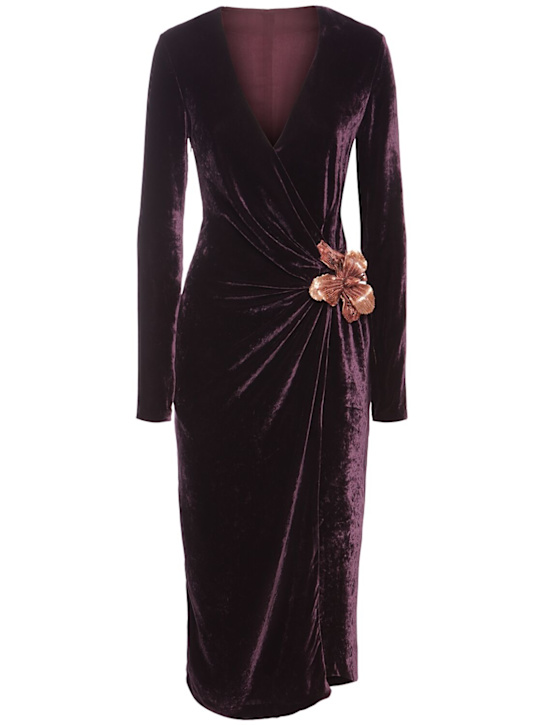 Luisaviaroma Vestito midi a portafoglio in velluto morbido