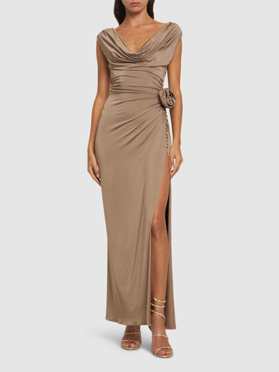 Luisaviaroma Vestito Midi In Jersey Di Viscosa Con Rose