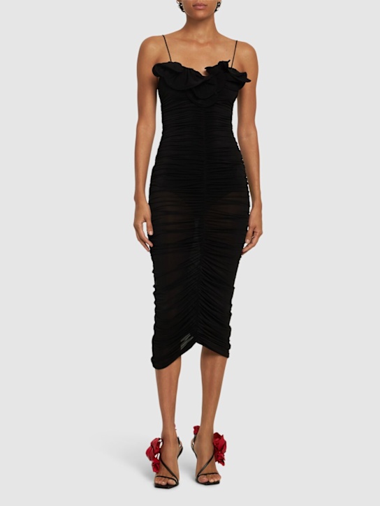 Luisaviaroma Vestito Midi In Jersey Di Viscosa Con Rose