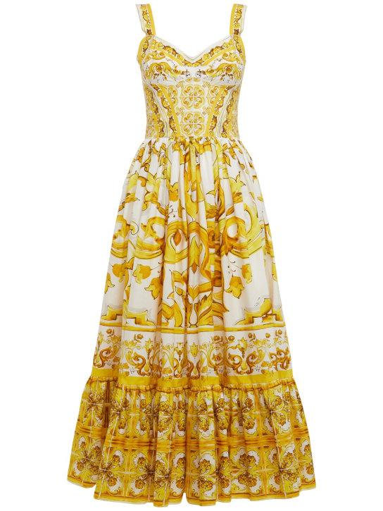 Luisaviaroma Vestito midi in popeline stampa maiolica