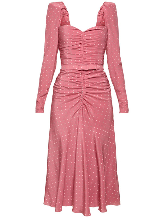 Luisaviaroma Vestito midi in seta drappeggiata a pois