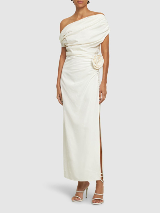 Luisaviaroma Vestito Midi In Seta Drappeggiata Con Rosa