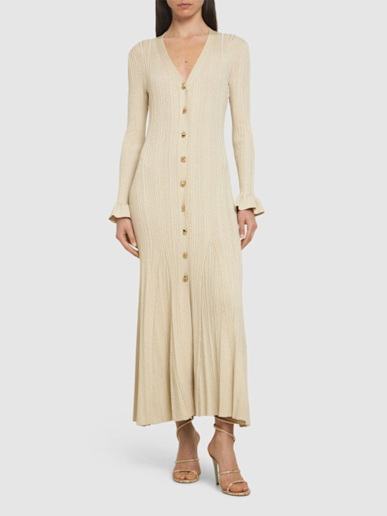 Luisaviaroma Vestito Midi In Viscosa Lamé A Costine