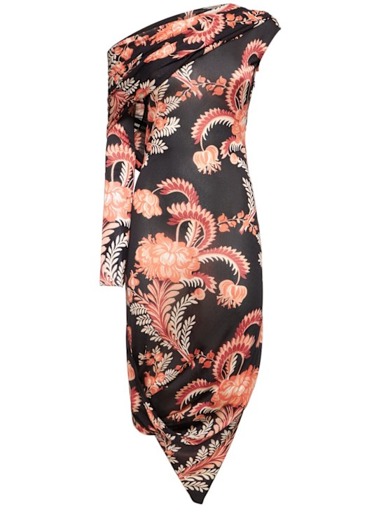 Luisaviaroma Vestito midi in viscosa stampata con drappeggio