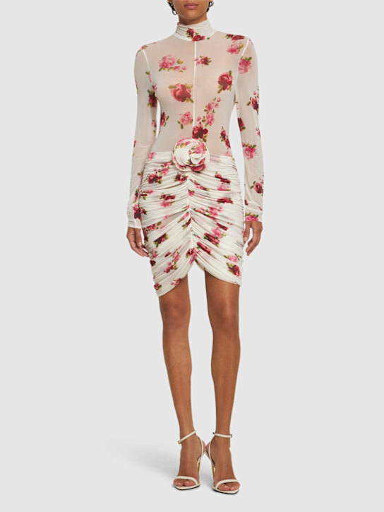 Luisaviaroma Vestito Mini In Jersey Stampato Con Rosa