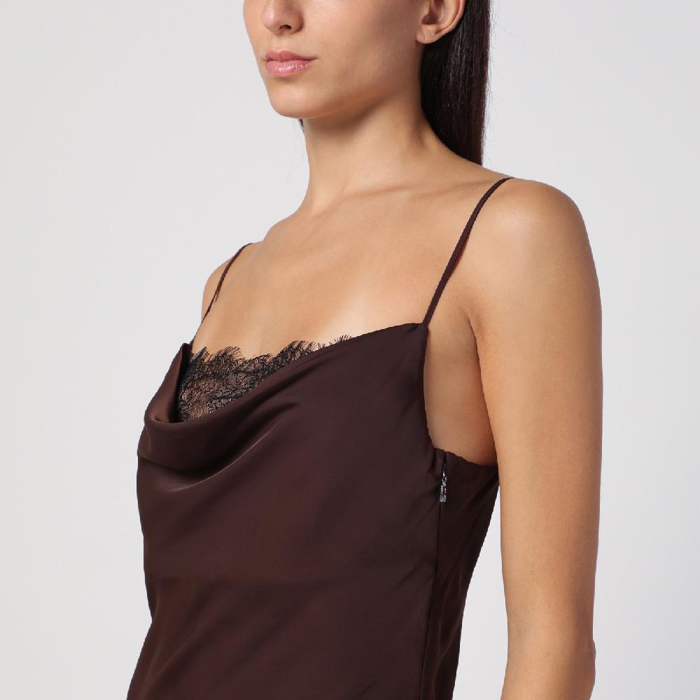 ROTATE Birger Christensen Abito Con Spalline Marrone