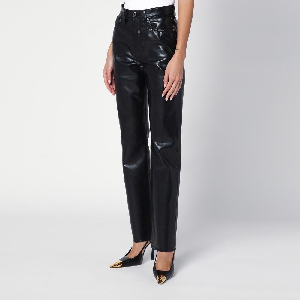 AGOLDE Pantalone Nero In Eco Pelle