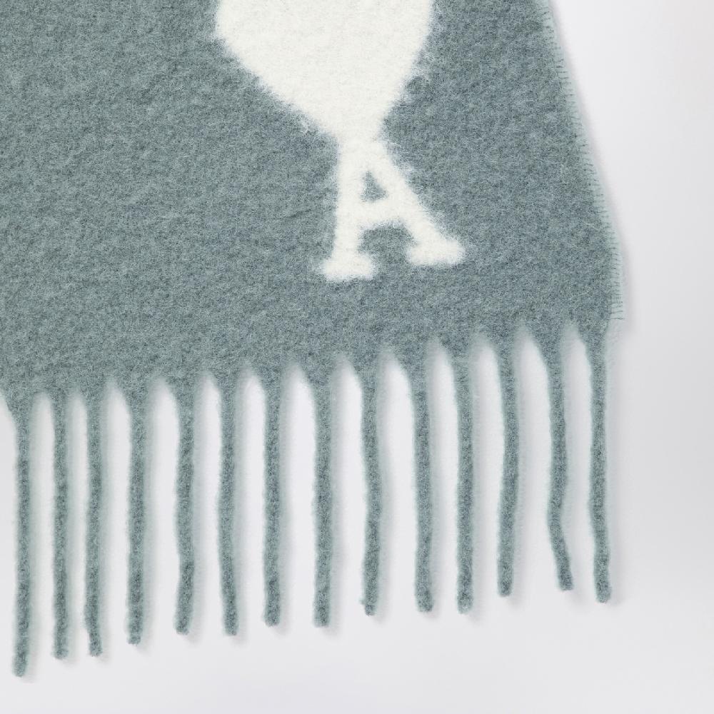 Ami Paris Sciarpa Grigia Chiara In Misto Alpaca