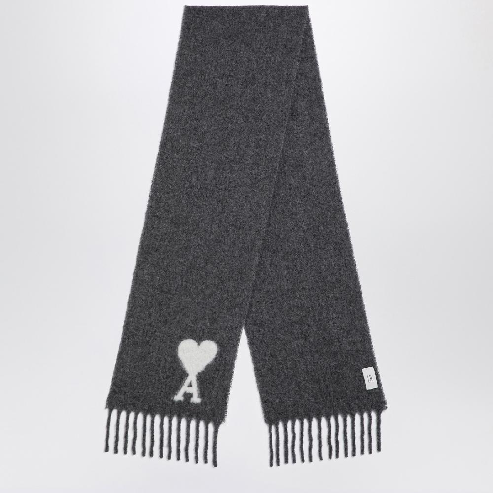 Ami Paris Sciarpa grigia scura in misto alpaca