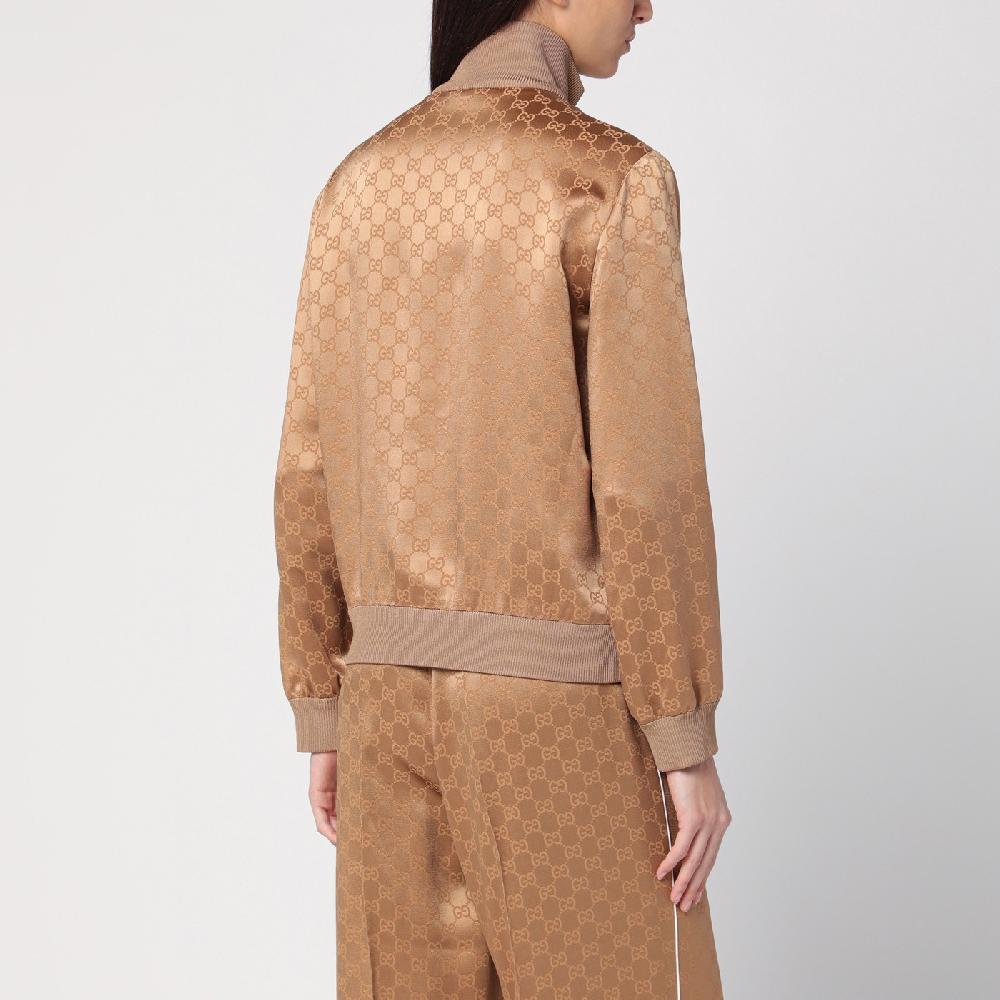 GUCCI Bomber Color Cammello In Jacquard Di Viscosa GG