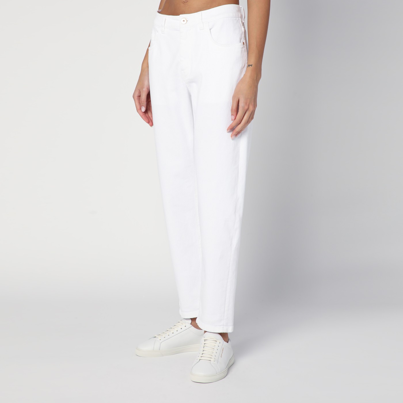 Brunello Cucinelli Pantalone Bianco In Cotone