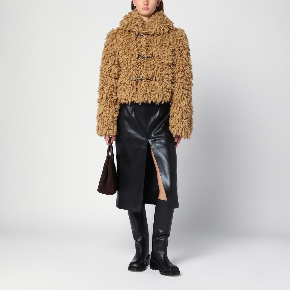 Burberry Giacca Corta Beige In Misto Lana