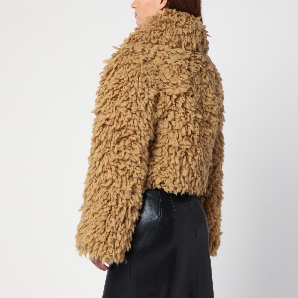 Burberry Giacca Corta Beige In Misto Lana