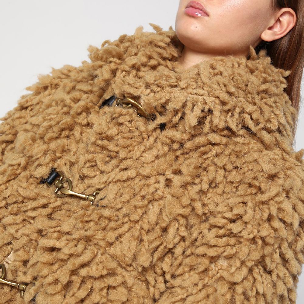 Burberry Giacca Corta Beige In Misto Lana