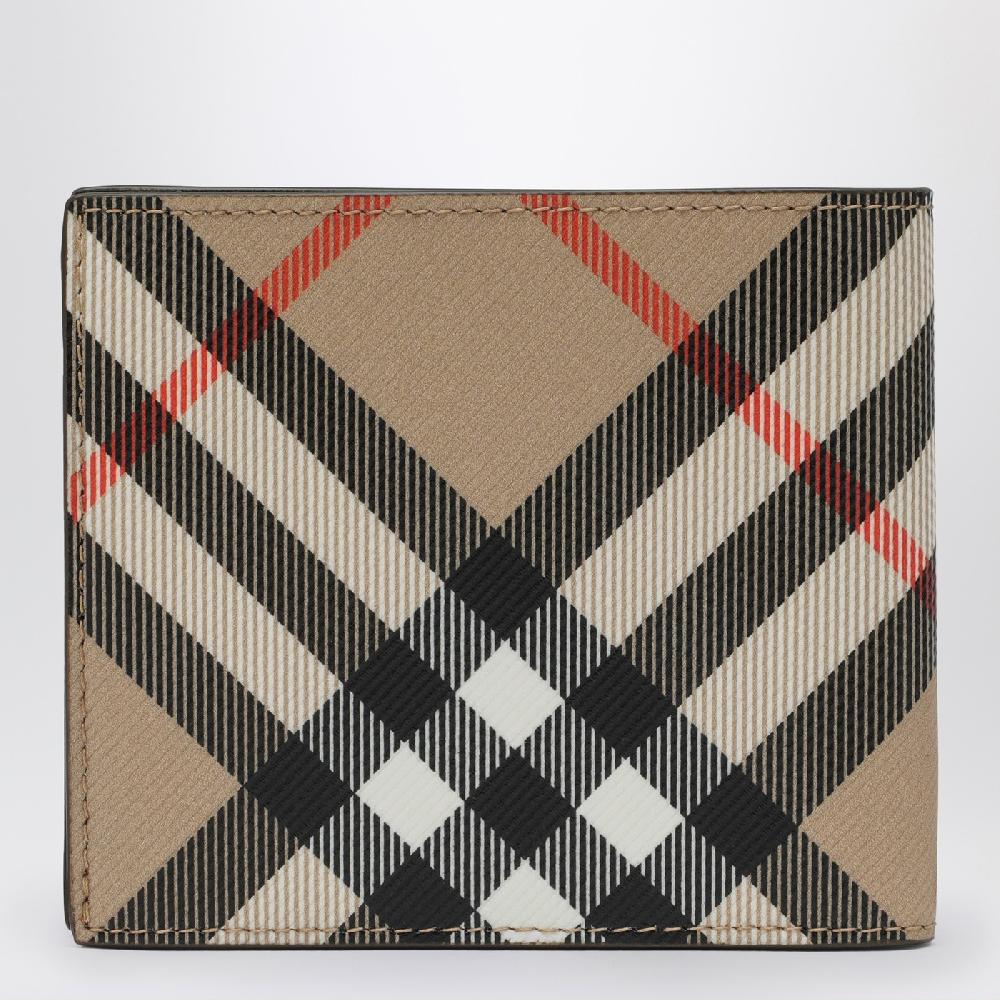 Burberry Portafoglio A Libro Beige Motivo Check