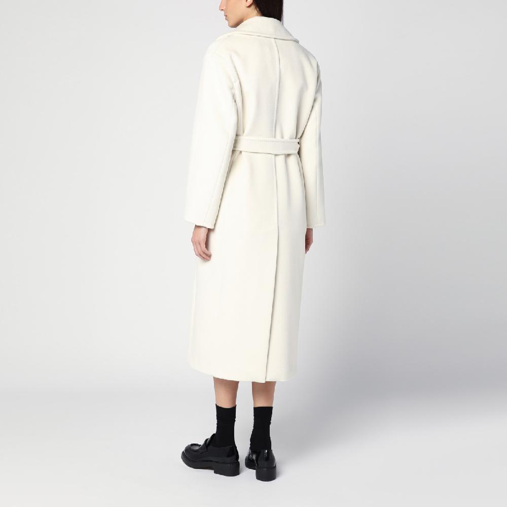 Max Mara Cappotto Vestaglia Bianco In Misto Cashmere
