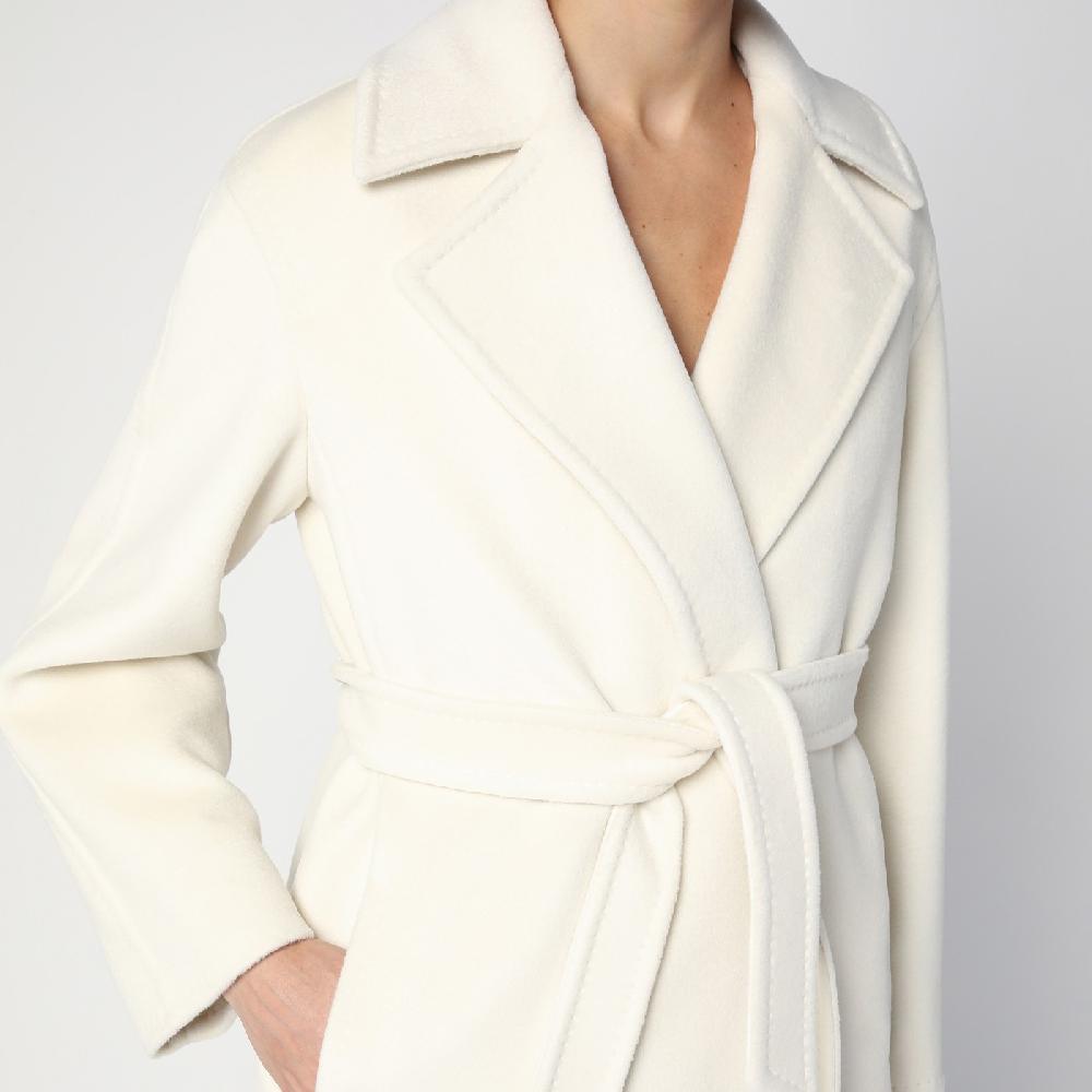 Max Mara Cappotto Vestaglia Bianco In Misto Cashmere