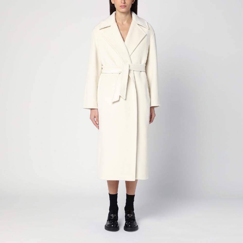 Max Mara Cappotto vestaglia bianco in misto cashmere
