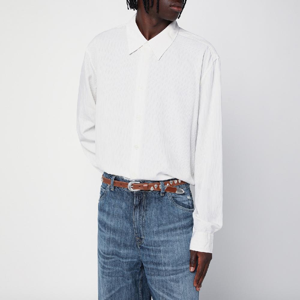 Cintura Color Nocciola In Pelle Con Artigli