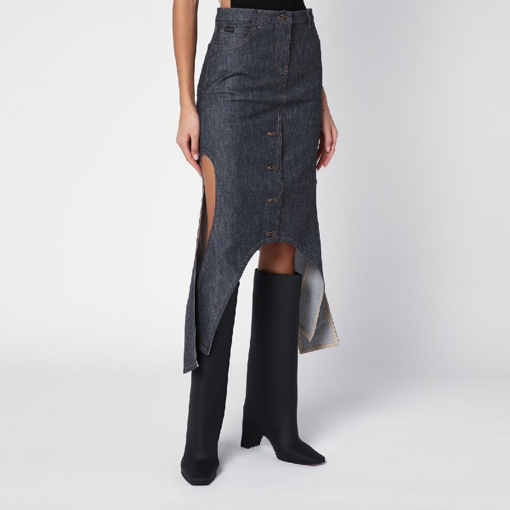 Courru00e8ges Gonna Grigia Scura In Denim