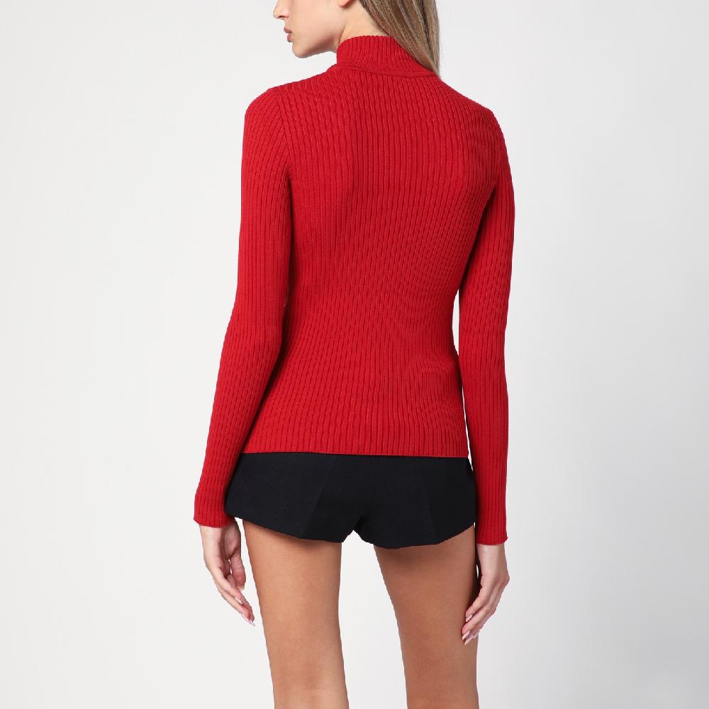 Courru00e8ges Maglia Dolcevita Rossa A Coste