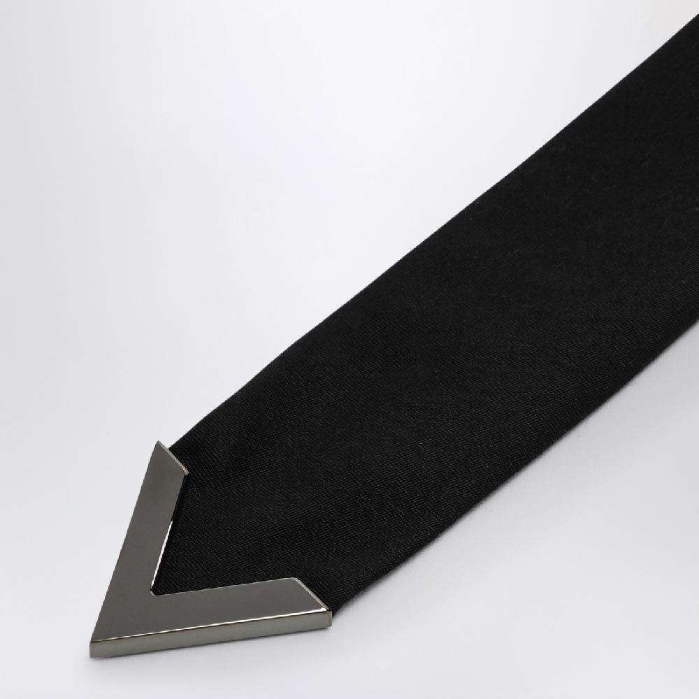 Valentino Garavani Cravatta Valentie Nera Con V Metallica