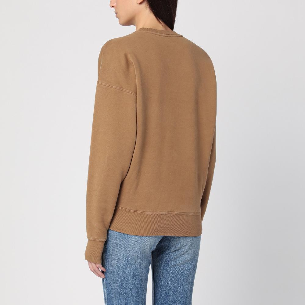 Saint Laurent Felpa Color Caramello In Cotone Felpato