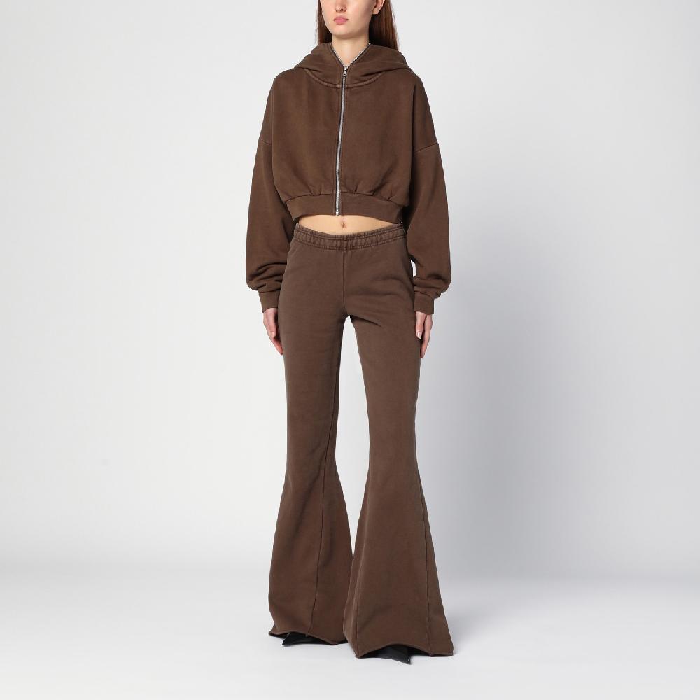 Entire Studios Felpa Cropped Marrone In Cotone Organico