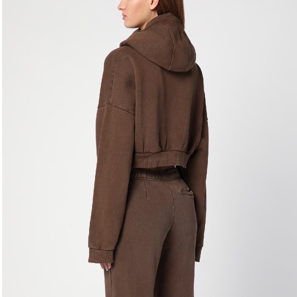 Entire Studios Felpa Cropped Marrone In Cotone Organico
