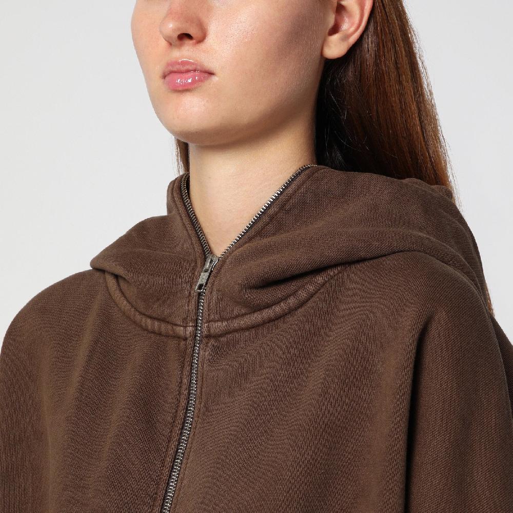 Entire Studios Felpa Cropped Marrone In Cotone Organico