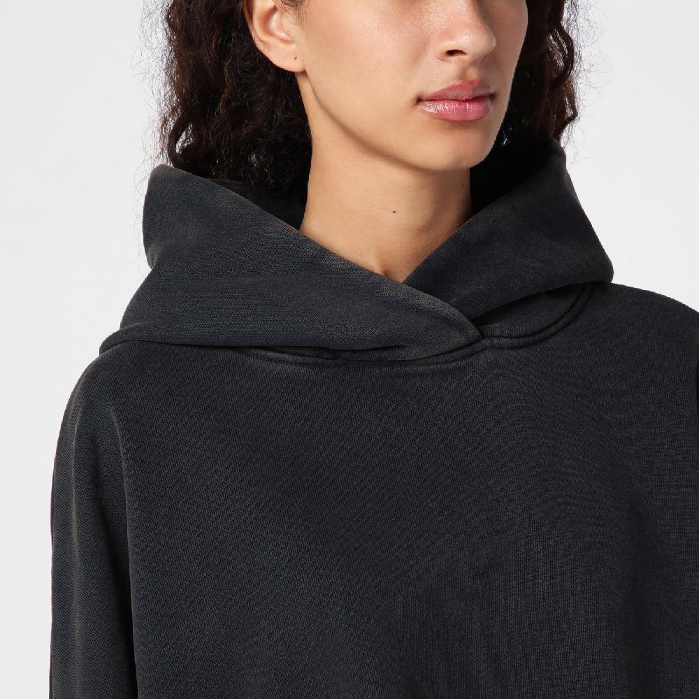 Entire Studios Felpa Cropped Nera Slavata In Cotone Organico