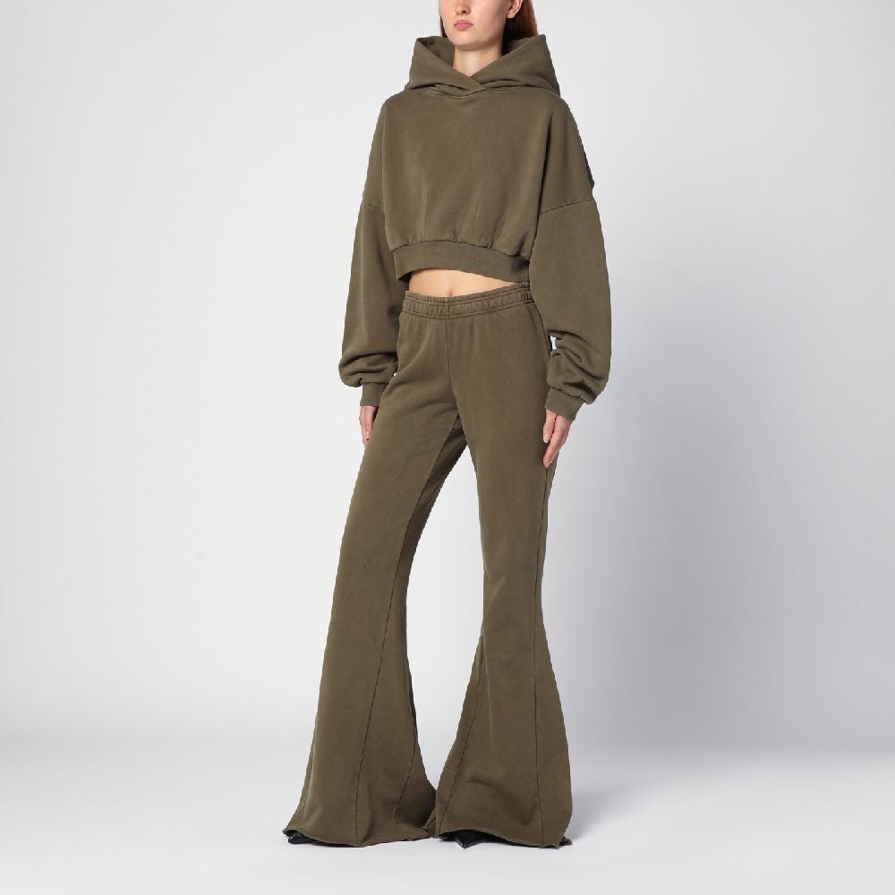 Entire Studios Felpa Cropped Verde Militare In Cotone Organico