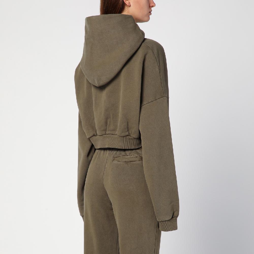 Entire Studios Felpa Cropped Verde Militare In Cotone Organico
