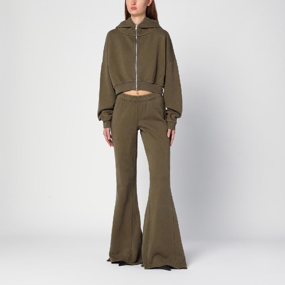 Entire Studios Felpa Cropped Verde Militare In Cotone Organico