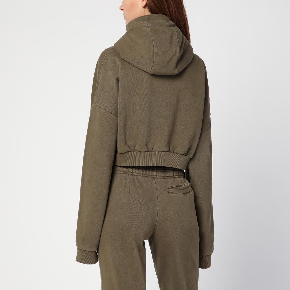 Entire Studios Felpa Cropped Verde Militare In Cotone Organico