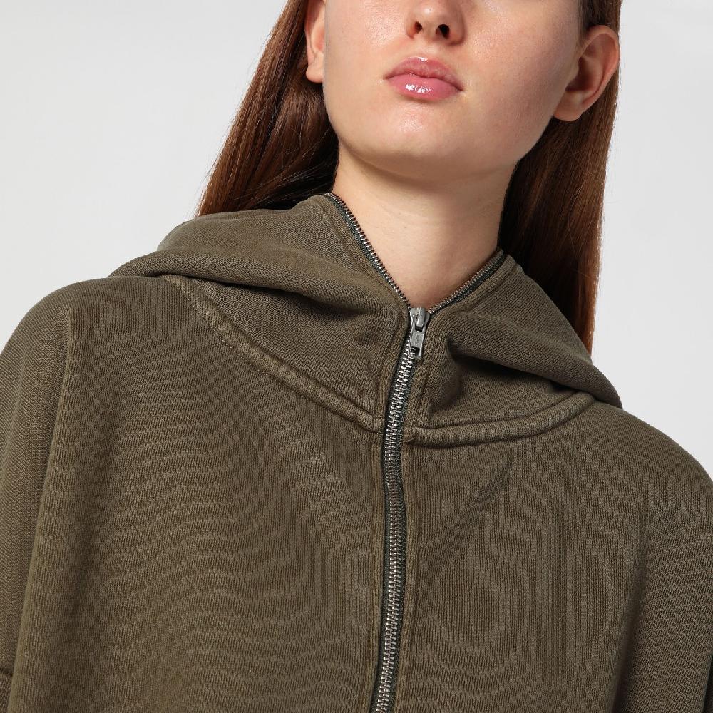 Entire Studios Felpa Cropped Verde Militare In Cotone Organico