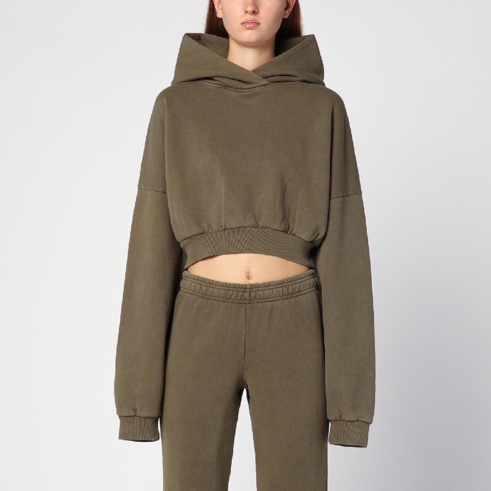 Entire Studios Felpa cropped verde militare in cotone organico