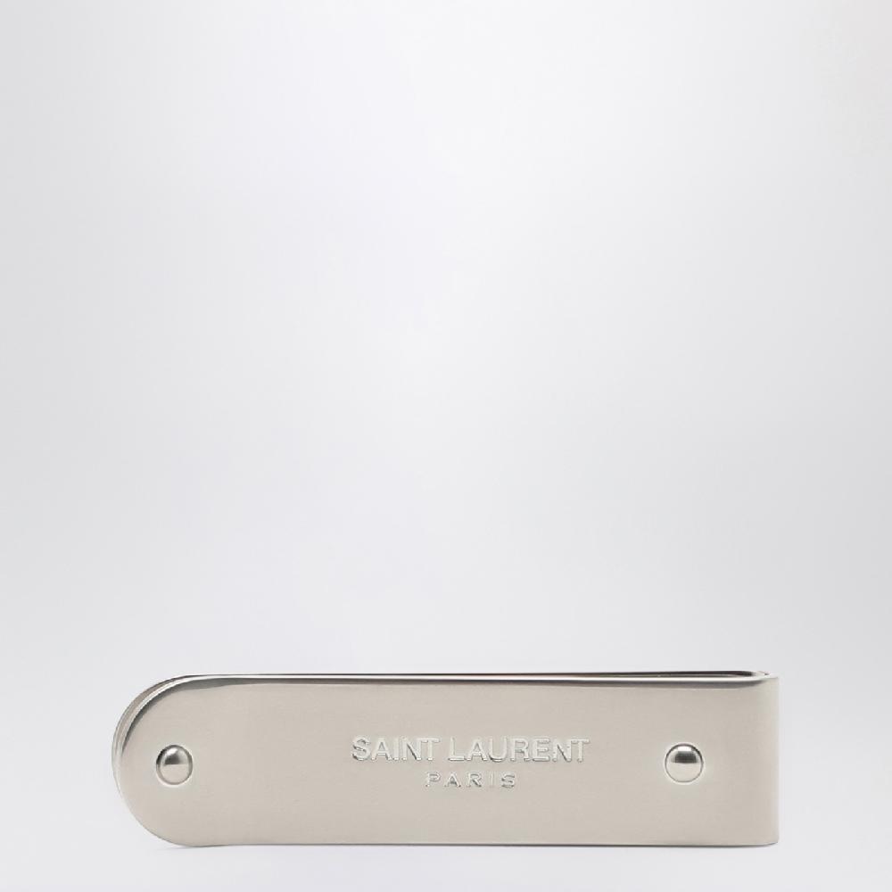 Saint Laurent Ferma soldi in metallo con logo impresso