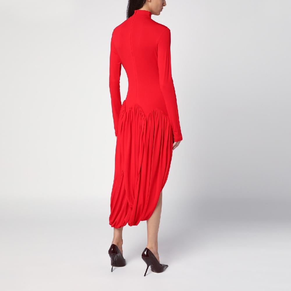 Ferragamo Abito Rosso Con Gonna A Tulipano