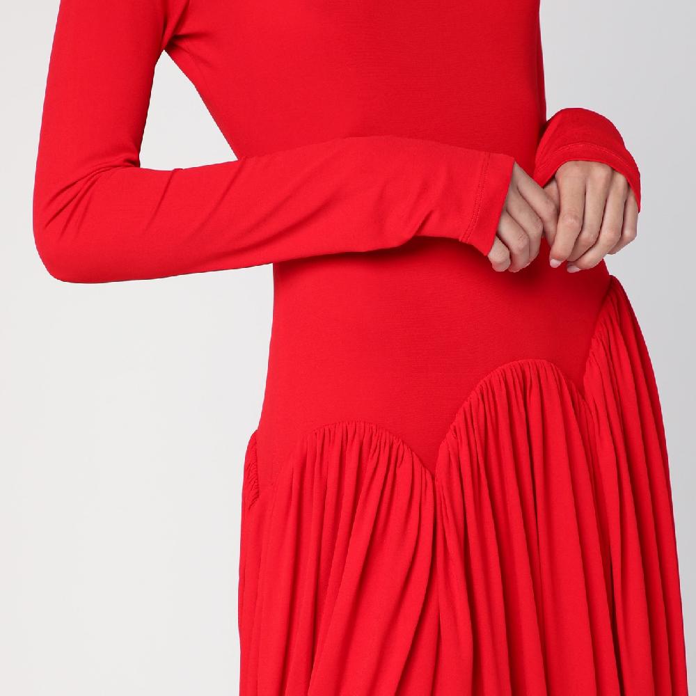 Ferragamo Abito Rosso Con Gonna A Tulipano