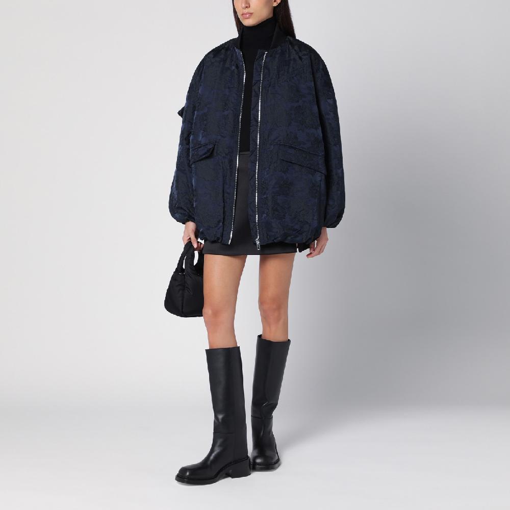 Ganni Bomber Blu Navy Con Zip