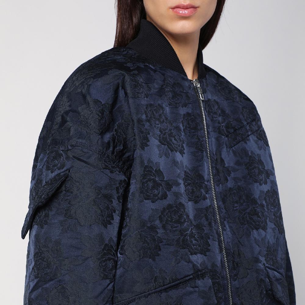 Ganni Bomber Blu Navy Con Zip