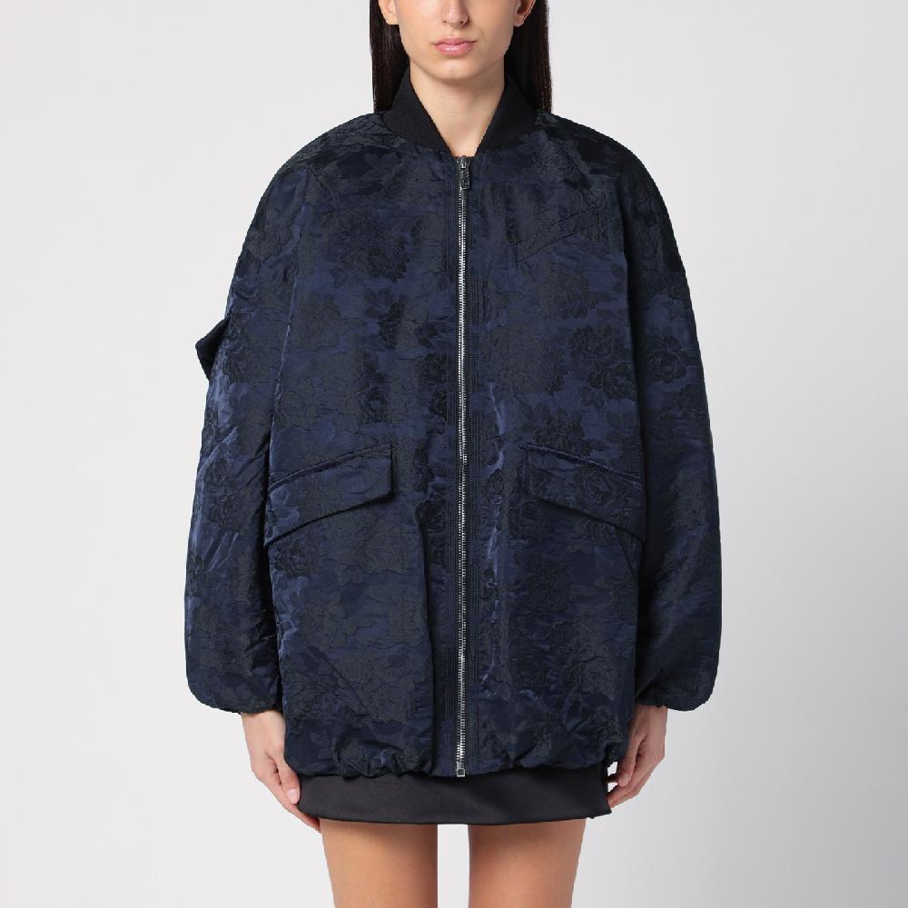 Ganni Bomber blu navy con zip