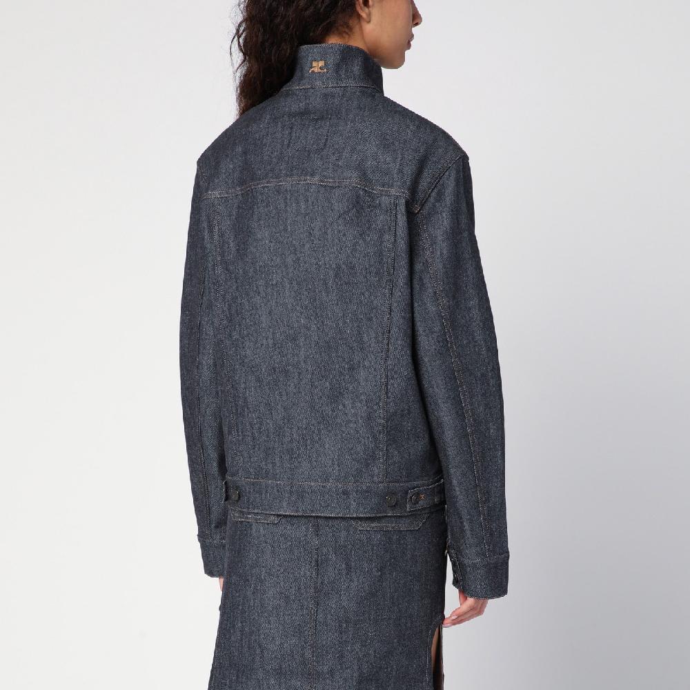 Courru00e8ges Giacca Asimmetrica Grigia Scura In Denim
