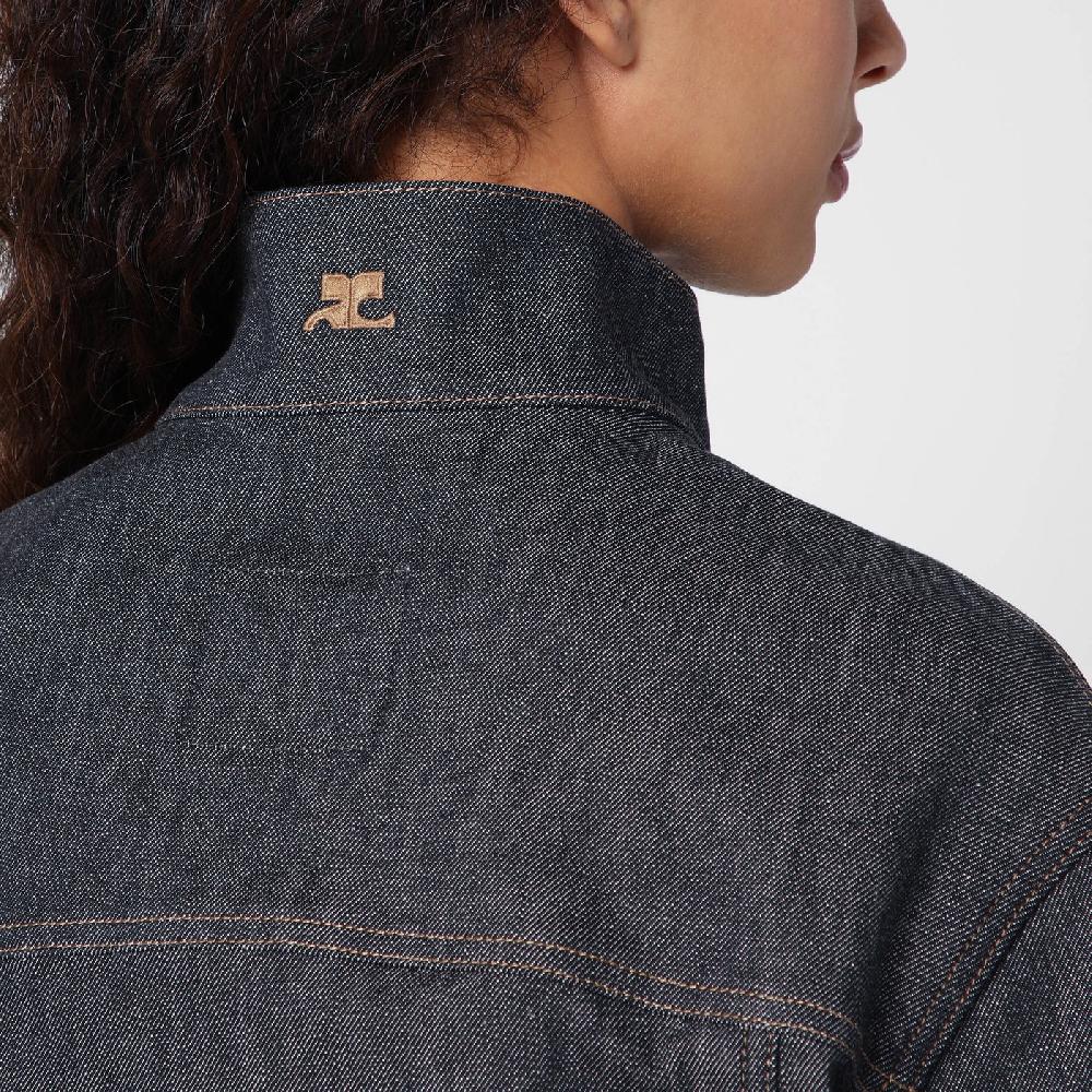 Courru00e8ges Giacca Asimmetrica Grigia Scura In Denim