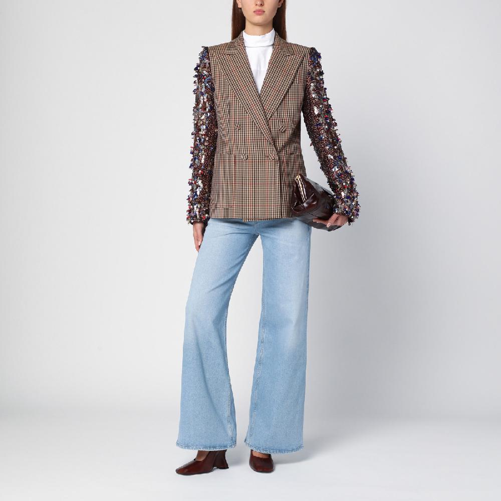 Dries Van Noten Giacca Doppiopetto Con Motivo Vichy E Paillette