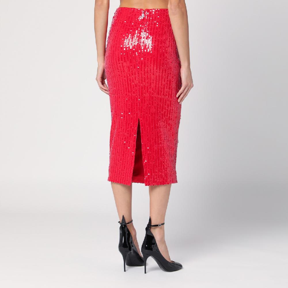 ROTATE Birger Christensen Gonna A Tubino Rossa Con Micro Paillette